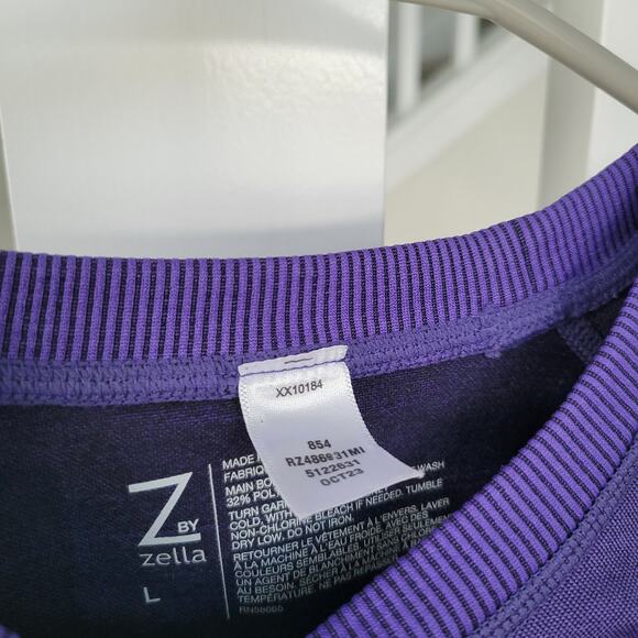Z by Zella Long Sleeve Stretch Crop Activewear Purple/Black Women Sz L - Picture 10 of 11